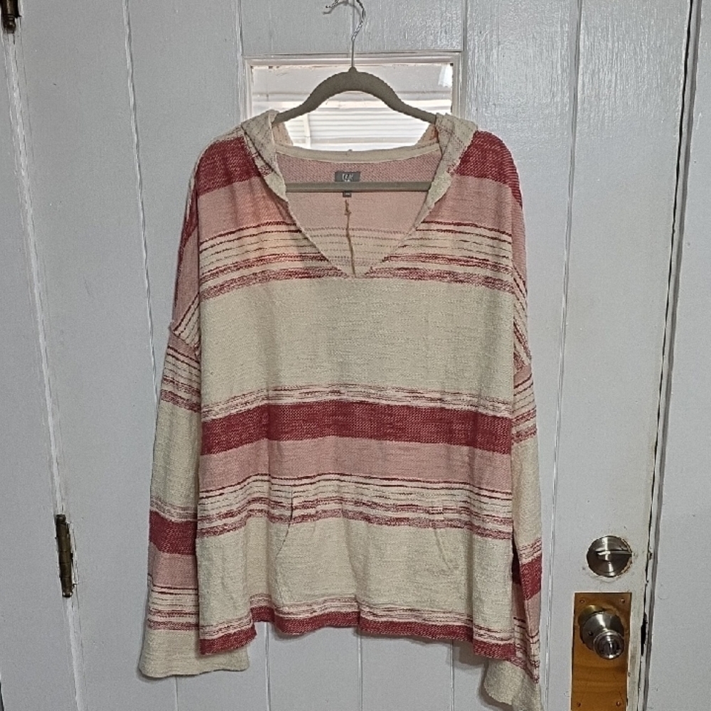 NWT True Craft Womens Hooded Shirt Jacket Pocket BoHo Comfort Bell Sleeves Sz 3X
